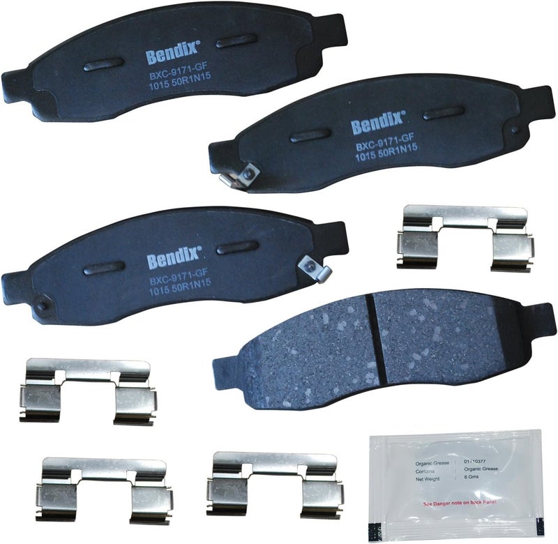 Bendix بطانات الفرامل الأمامية الخزفية Priority1 CFC1015 لسيارات INFINITI QX56 2006-2004، Nissan Armada 2006-2005، Pathfinder Armada 2004، TITAN 2007-2004 - Image 1